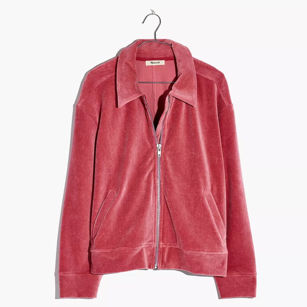 Madewell pink corduroy zip up